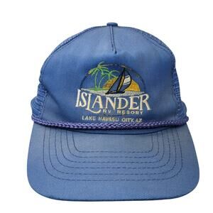 Islander RV Resort Snapback Rope Trucker Hat Blue One Size Mesh Back